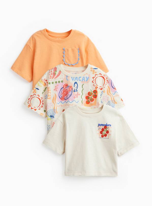 Boxy Pomodoro Print T-Shirts 3 Pack 6-7 years